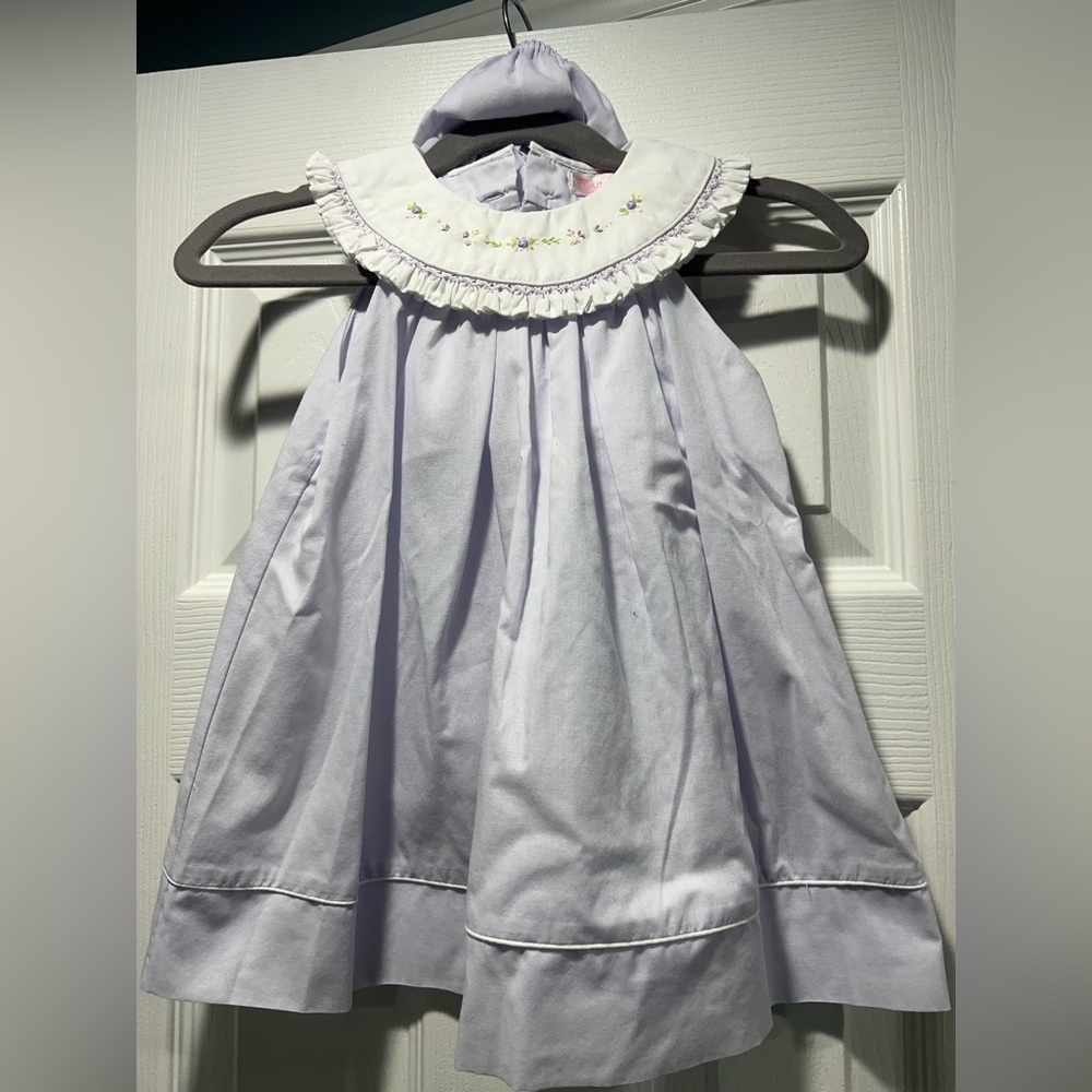 Petite Ami, Lavendar Sleeveless Dress with Embroidered Collar w/ bloomers